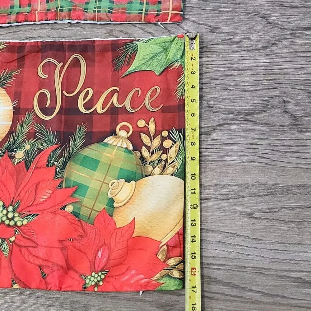 Christmas Throw Pillow Covers 18 x 18 Red & Green Plaid Pattern Set of 4 NEW
